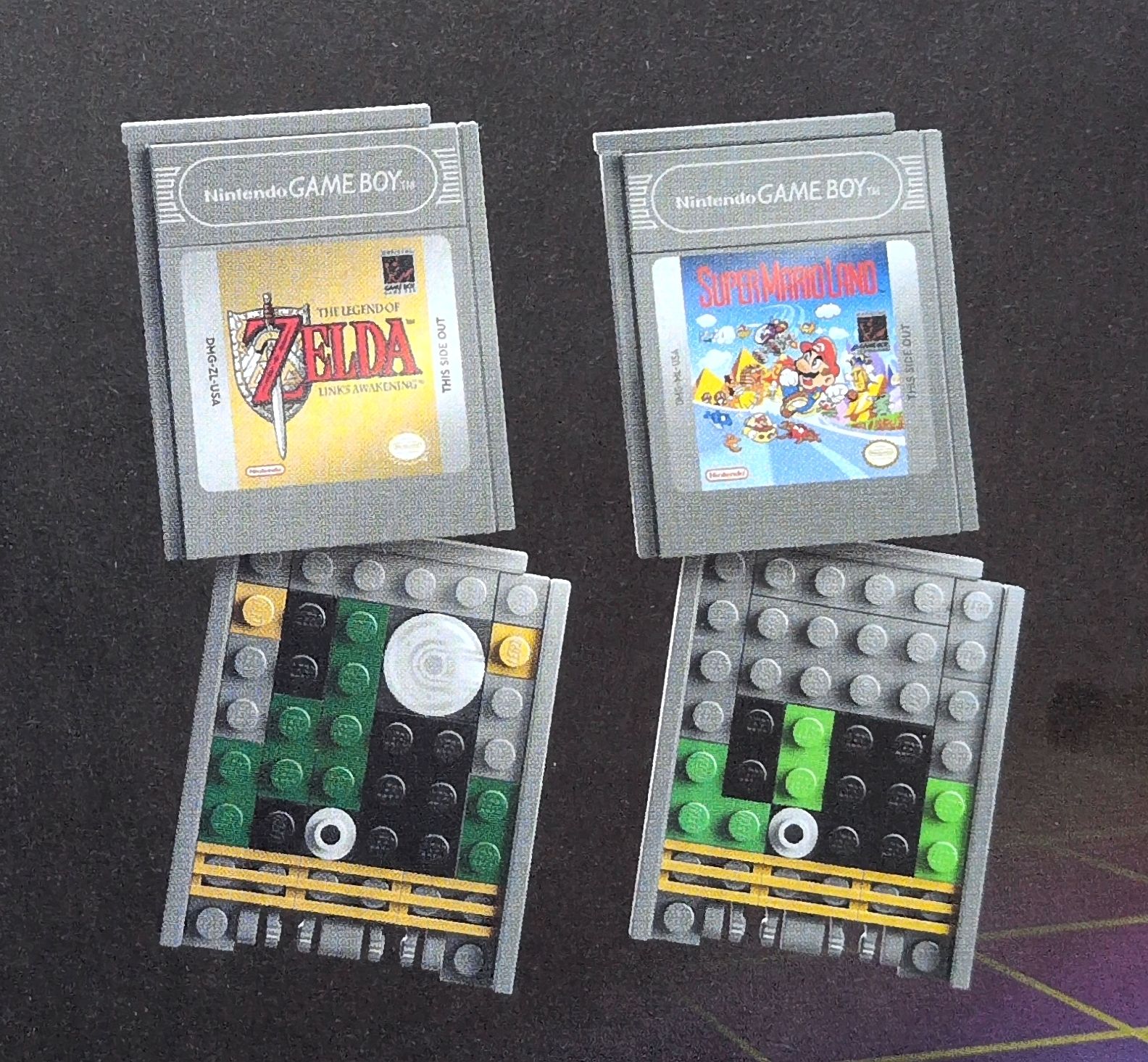 Two LEGO Game Boy cartridges from the instructional manual.